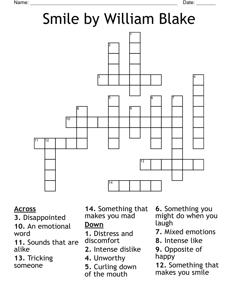 Smile by William Blake Crossword