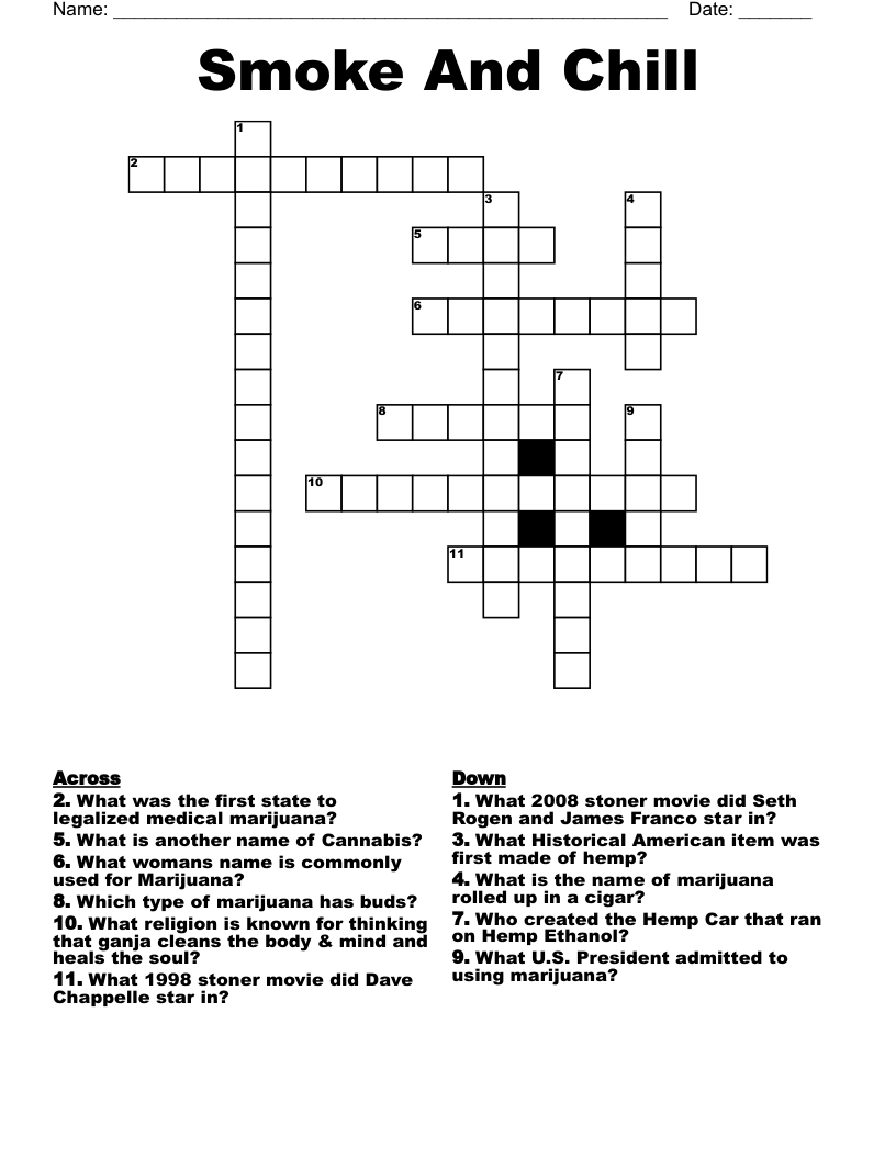 Smoke And Chill  Crossword