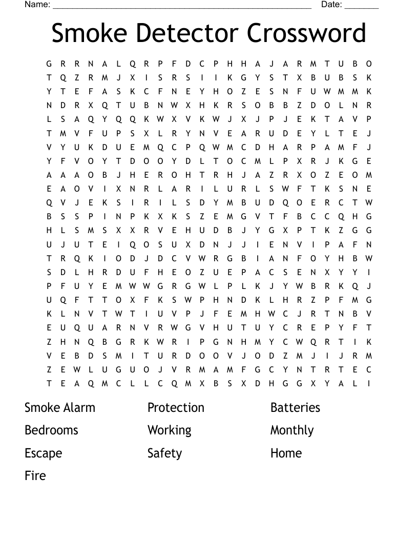 Smoke Detector Crossword Word Search