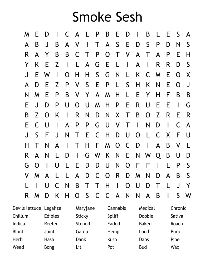 Smoke Sesh Word Search