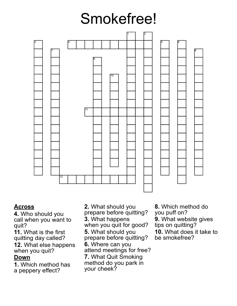 Smokefree! Crossword