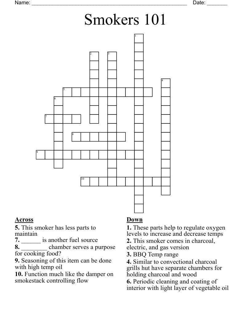 Smokers 101 Crossword