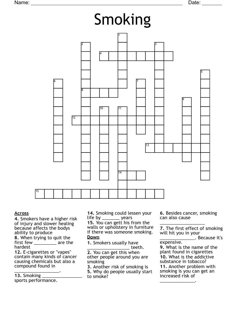 Smoking Crossword