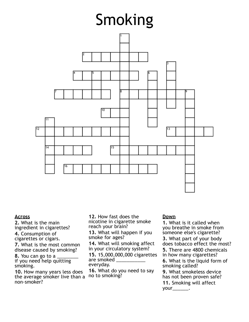 Smoking Crossword
