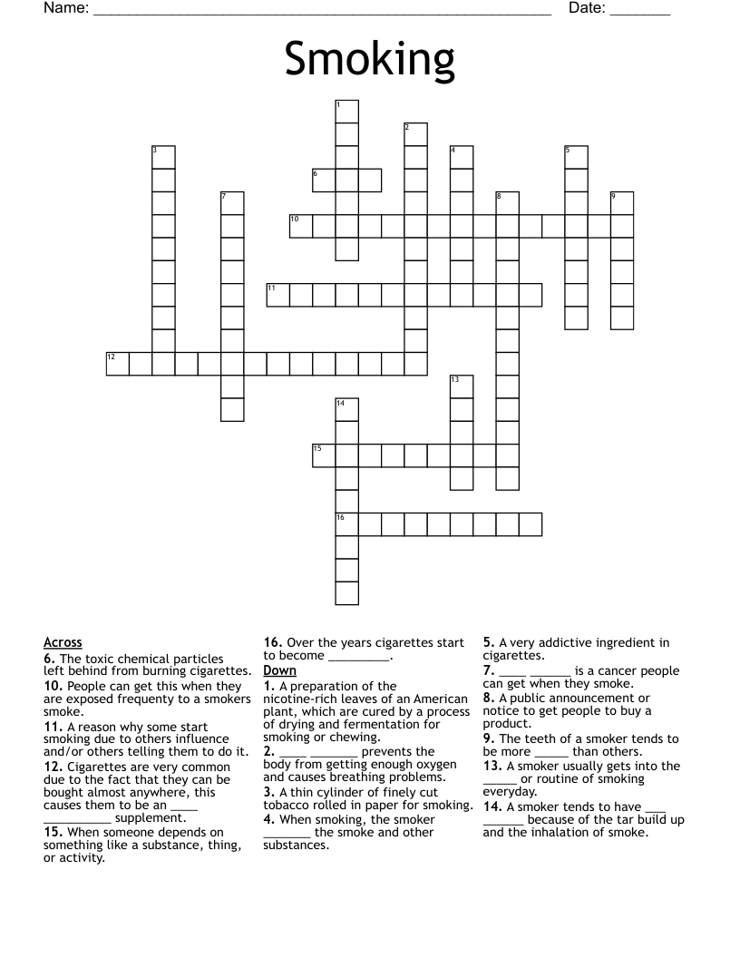 Smoking Crossword