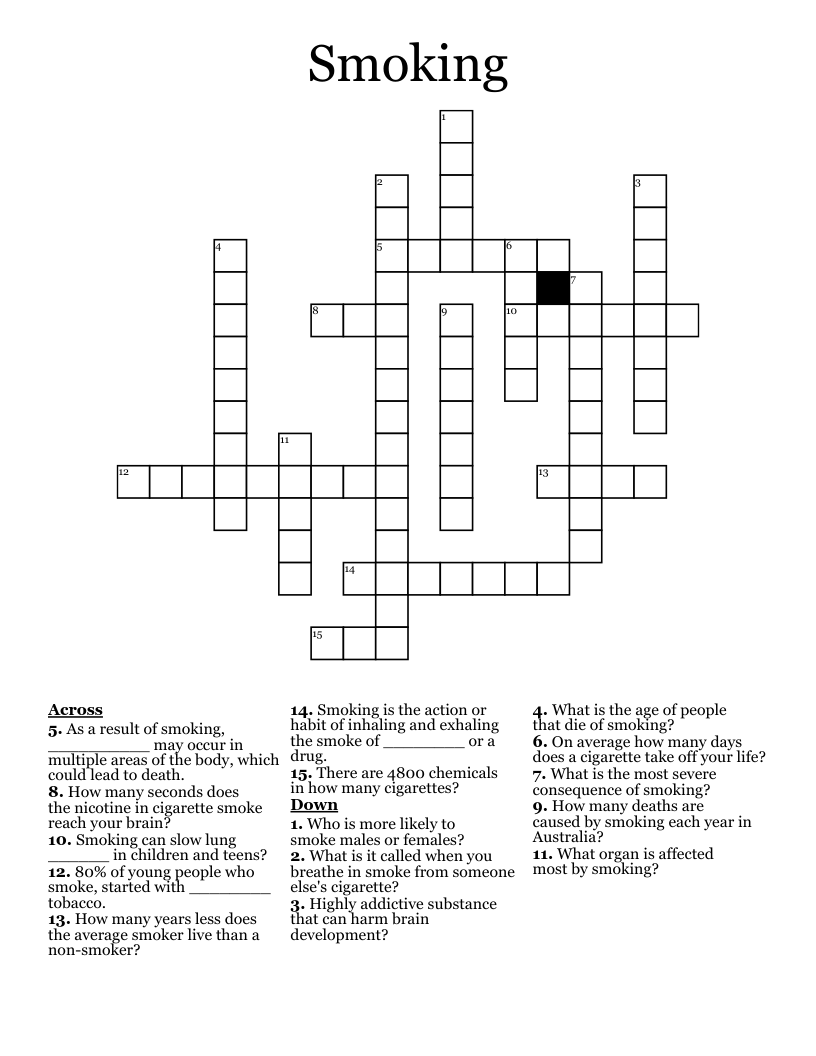 Smoking Crossword