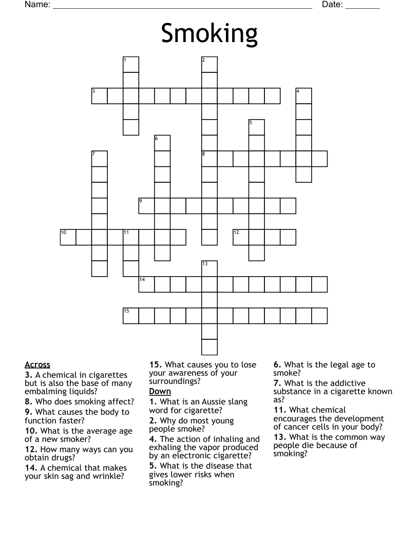 Smoking  Crossword