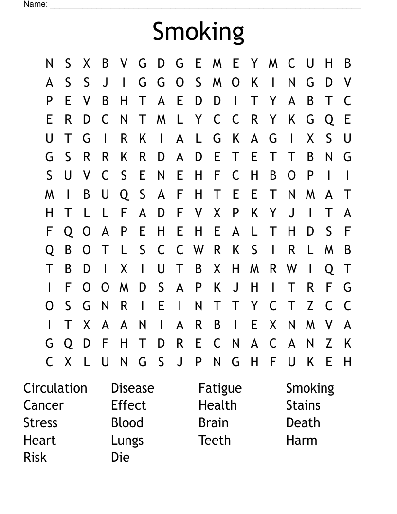 Smoking  Word Search