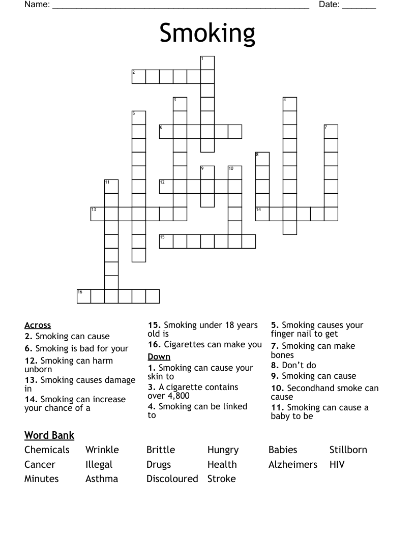 Smoking  Crossword