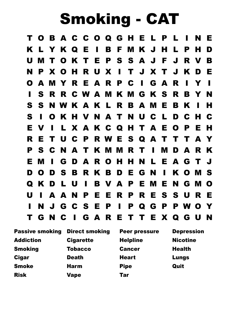 Smoking - CAT Word Search