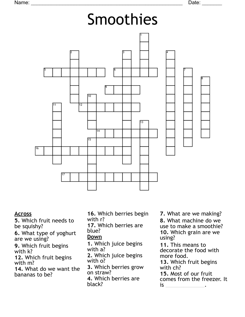 Smoothies Crossword