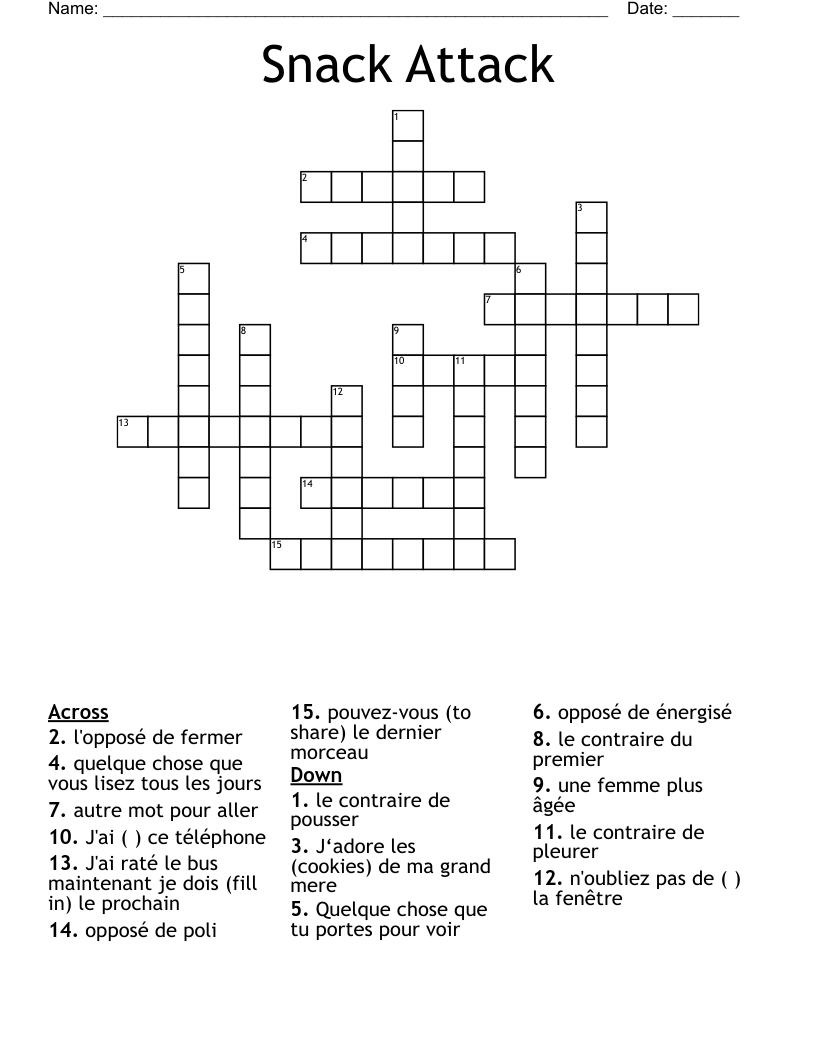 Snack Attack Crossword