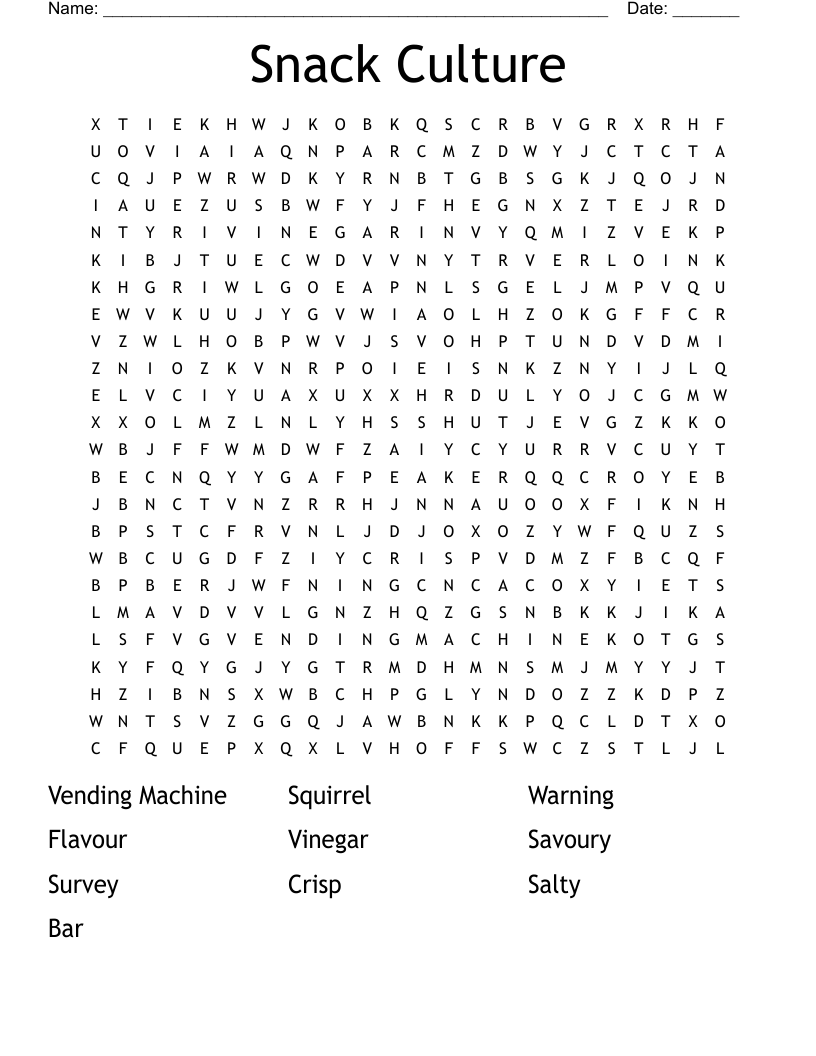 Snack Culture Word Search