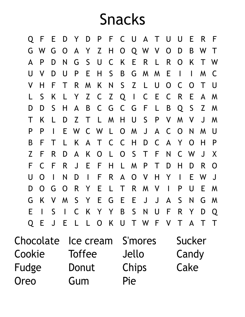 Snacks Word Search
