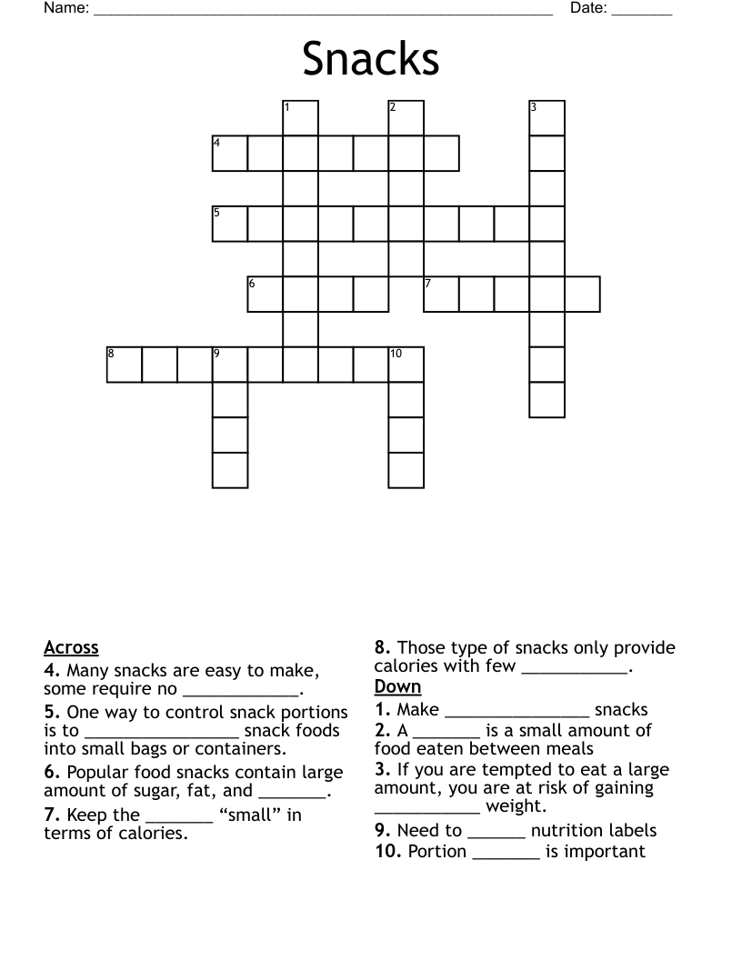 Snacks Crossword