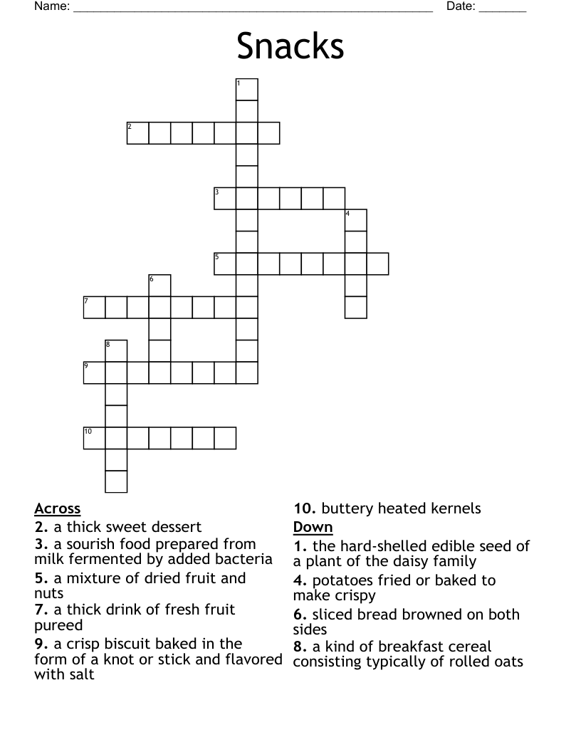 Snacks Crossword