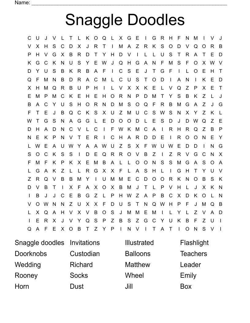 Snaggle Doodles Word Search