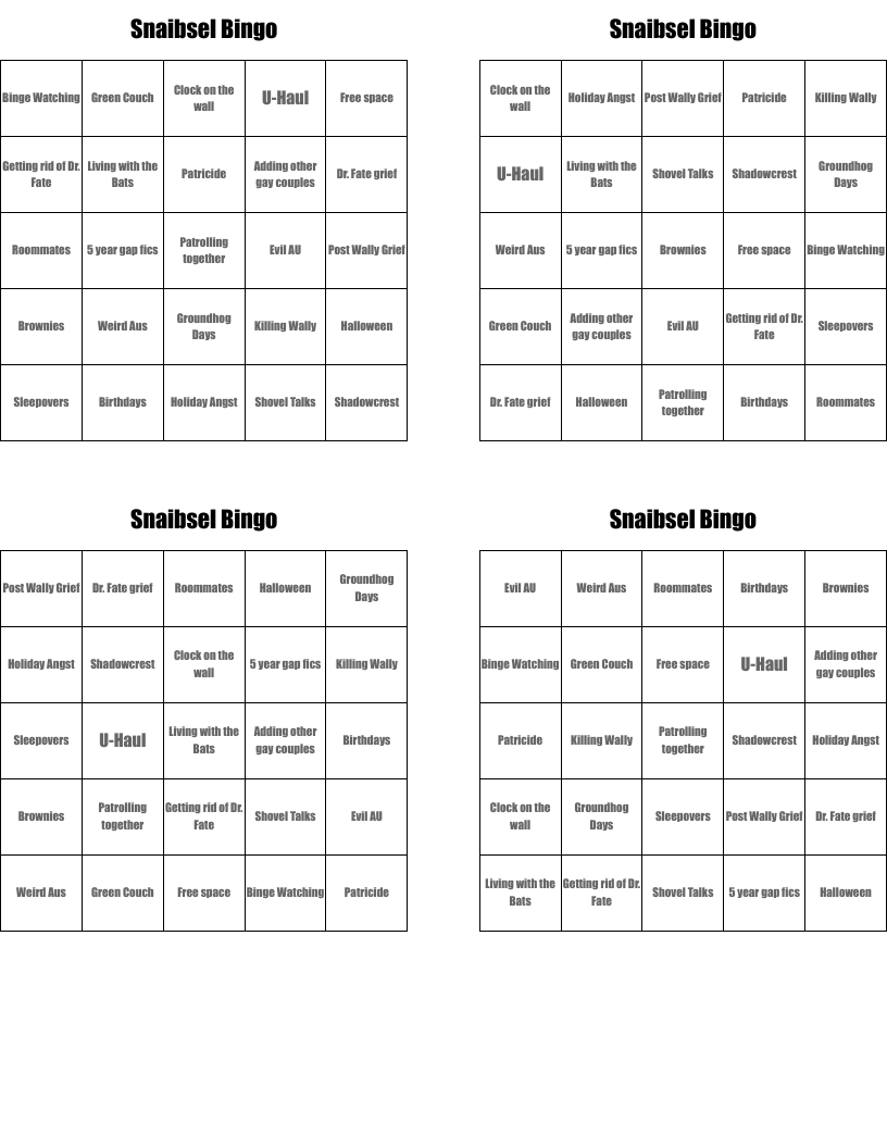 Snaibsel Bingo