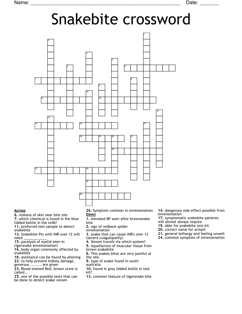 Snakebite crossword