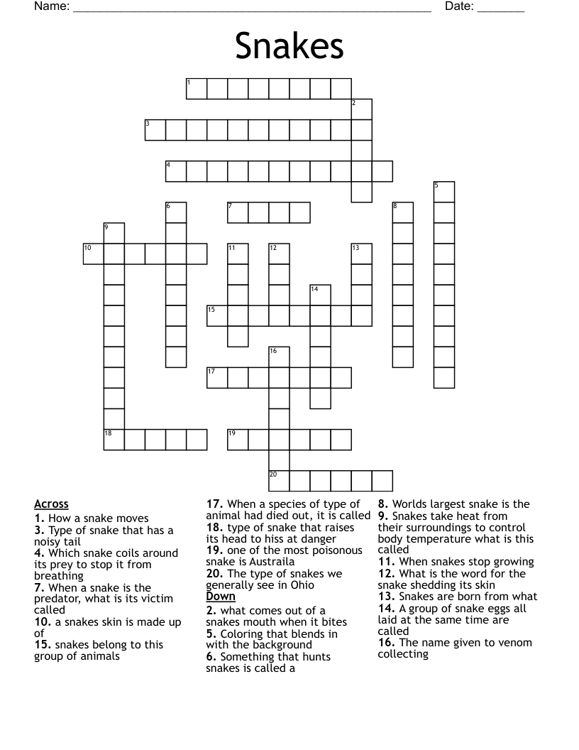 Snakes Crossword