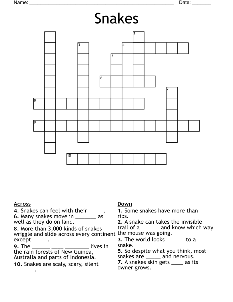 Snakes Crossword