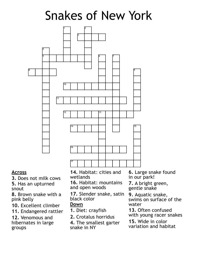 Snakes of New York  Crossword