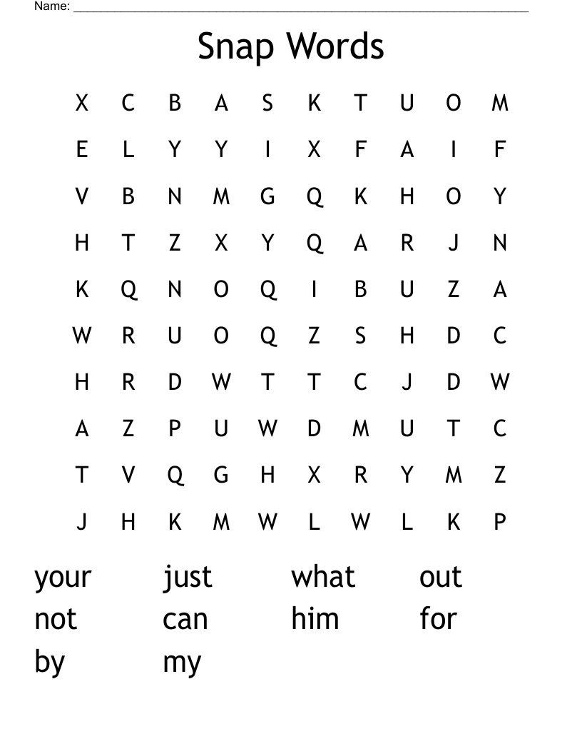Snap Words Word Search