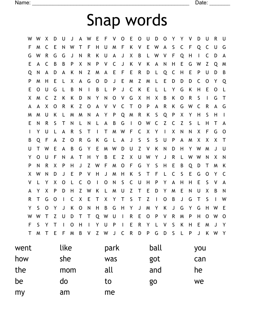 Snap words Word Search