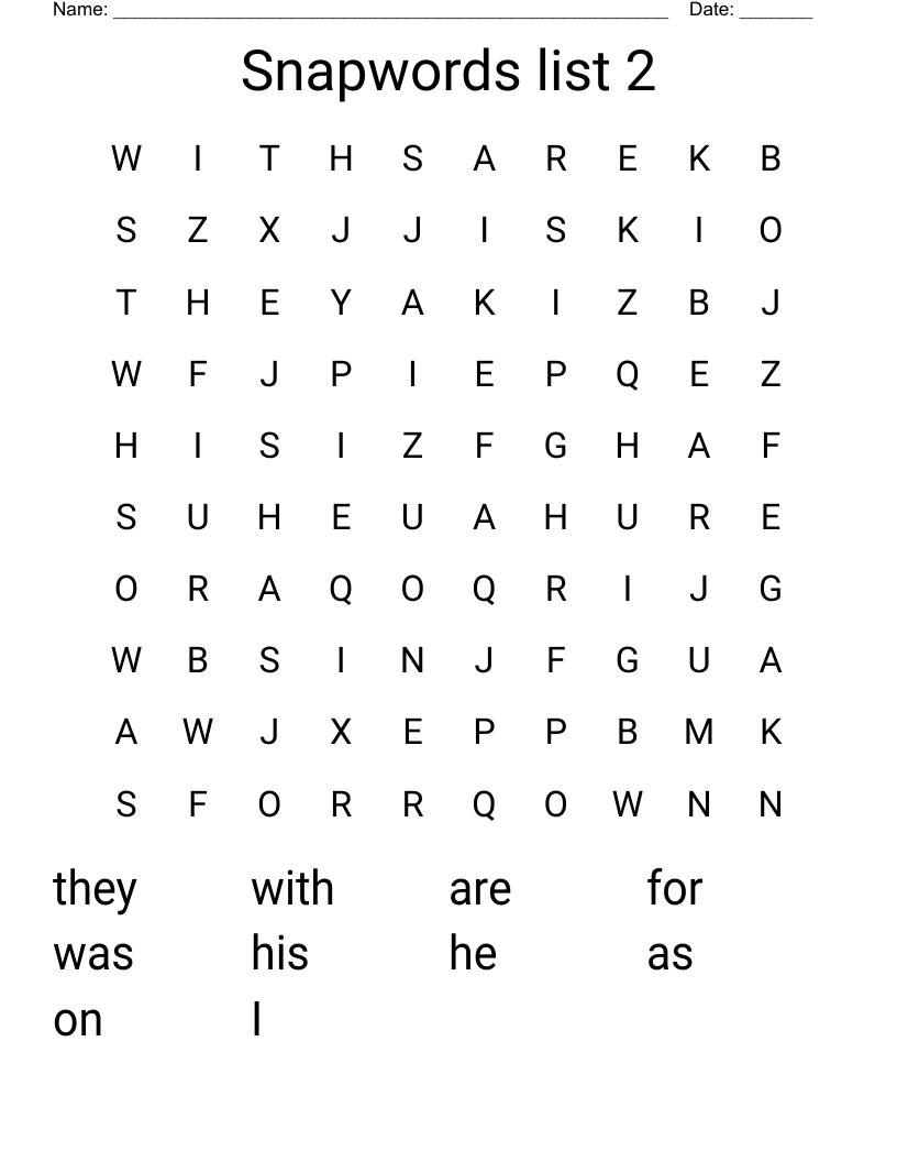 Snapwords list 2  Word Search