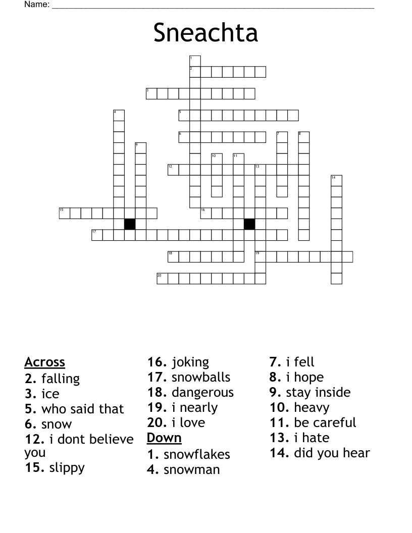 Sneachta Crossword