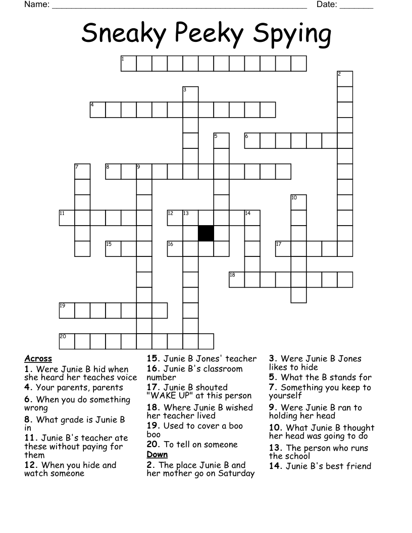 Sneaky Peeky Spying Crossword