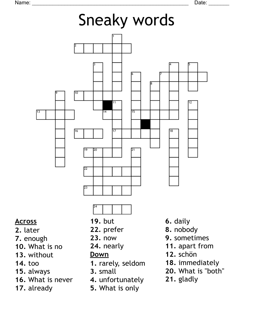 Sneaky words Crossword