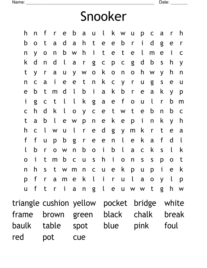 Snooker Word Search