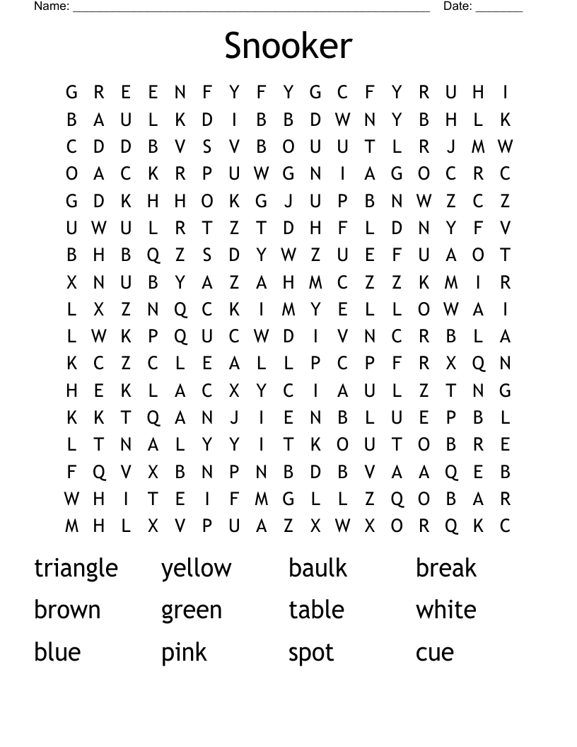 Snooker Word Search