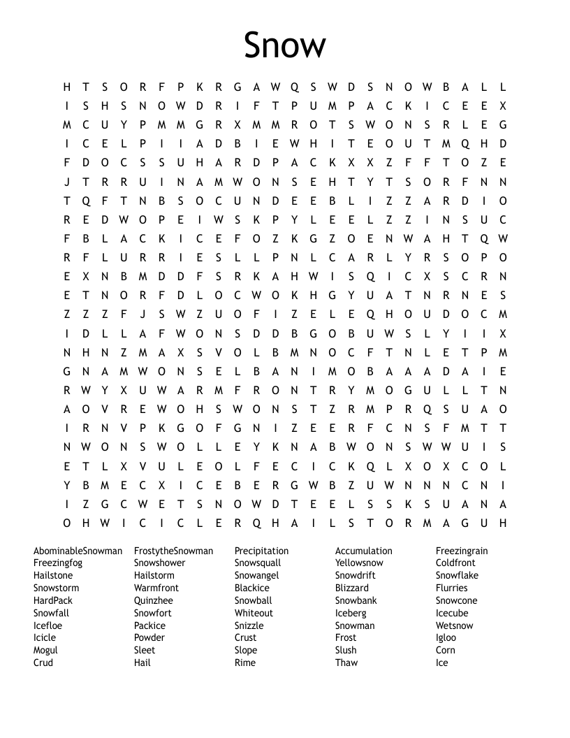 Snow Word Search