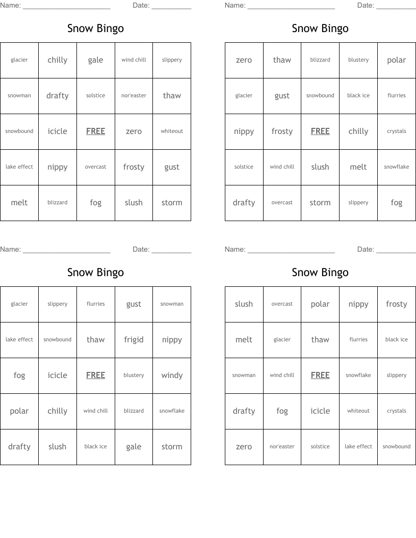 Snow Bingo