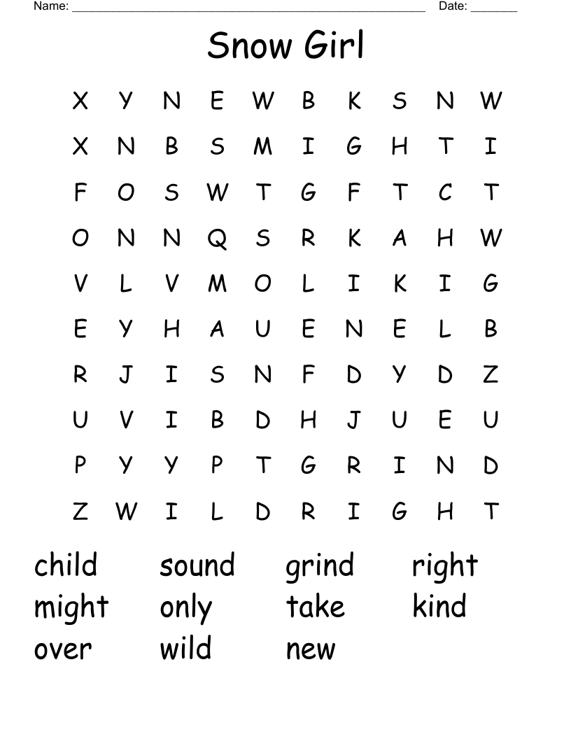 Snow Girl  Word Search