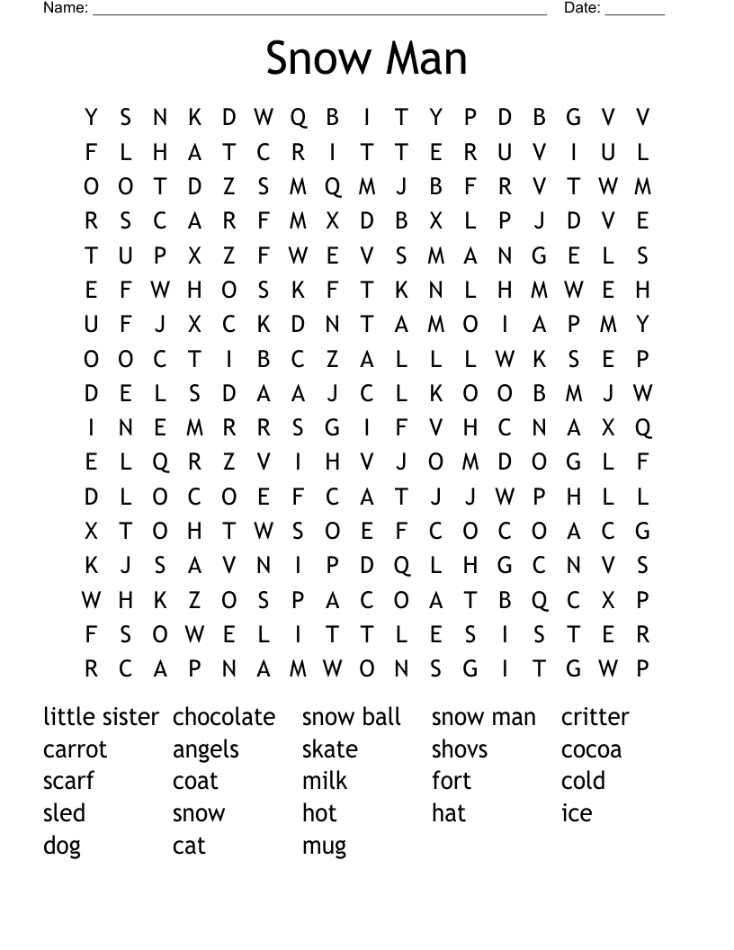 Snow Man Word Search