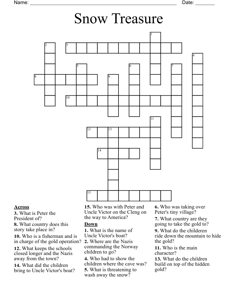 Snow Treasure Crossword