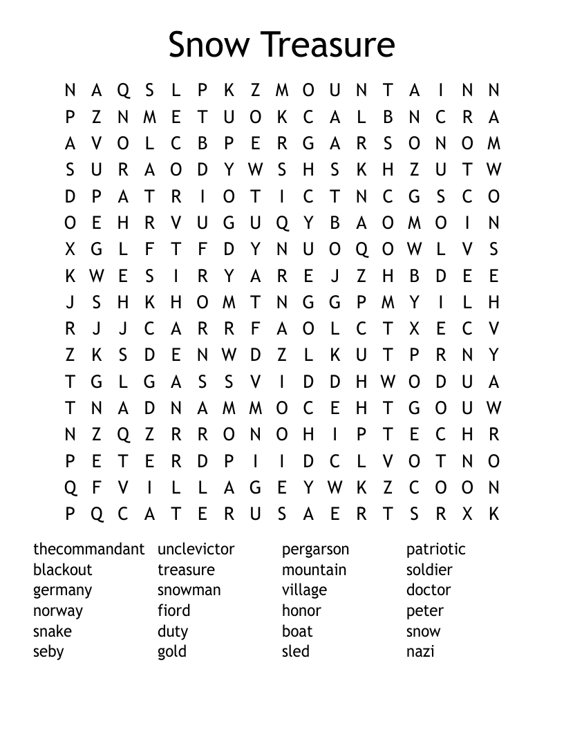 Snow Treasure Word Search