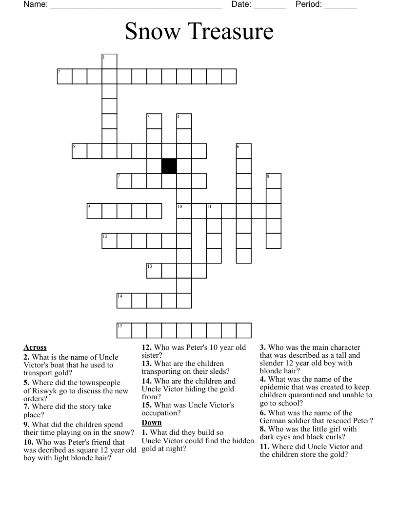 Snow Treasure  Crossword