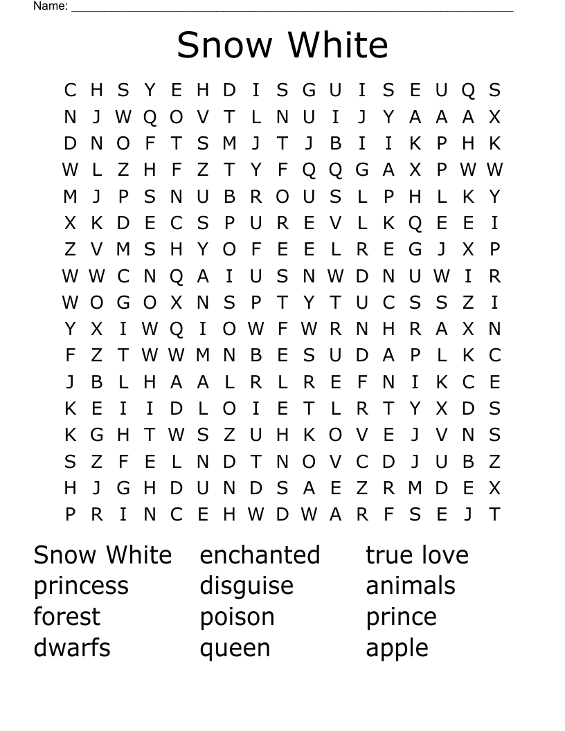 Snow White Word Search