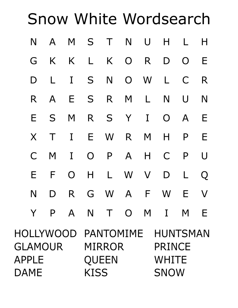 Snow White Wordsearch