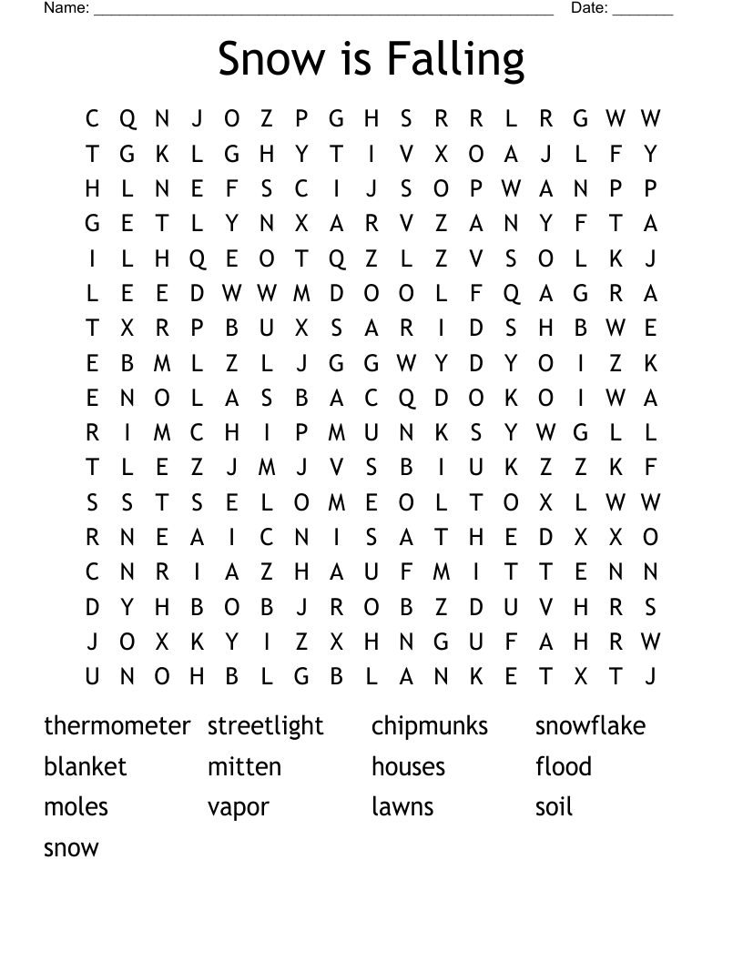 Snow is Falling Word Search