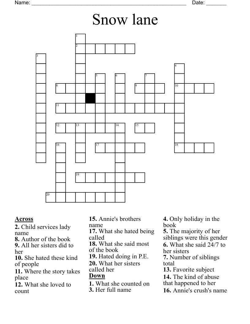 Snow lane  Crossword