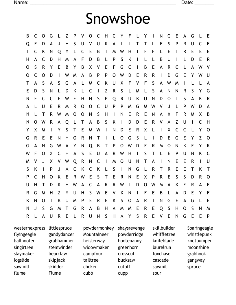 Snowshoe Word Search