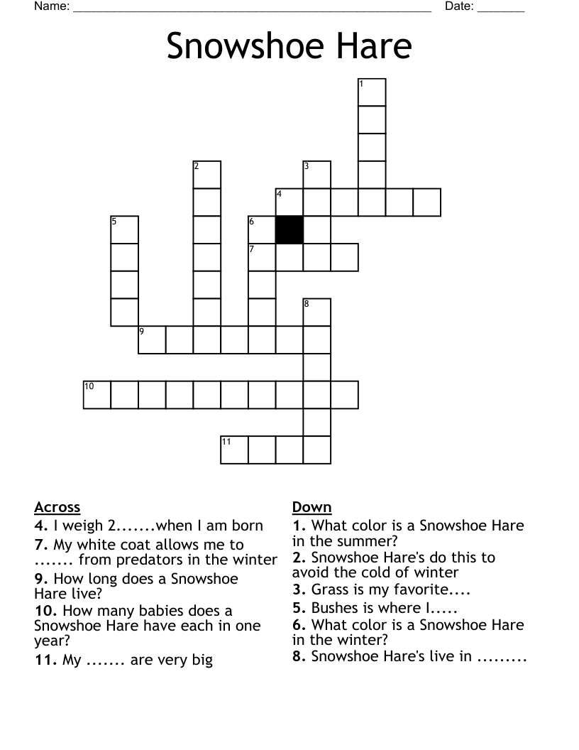 Snowshoe Hare Crossword