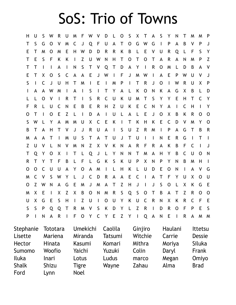SoS: Trio of Towns Word Search