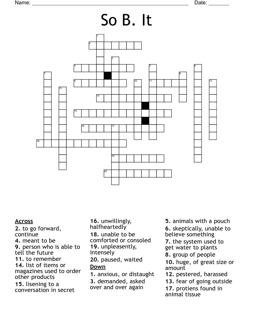 So B. It Crossword