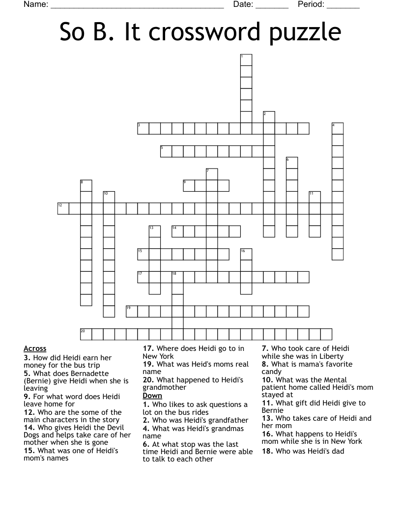 So B. It crossword puzzle